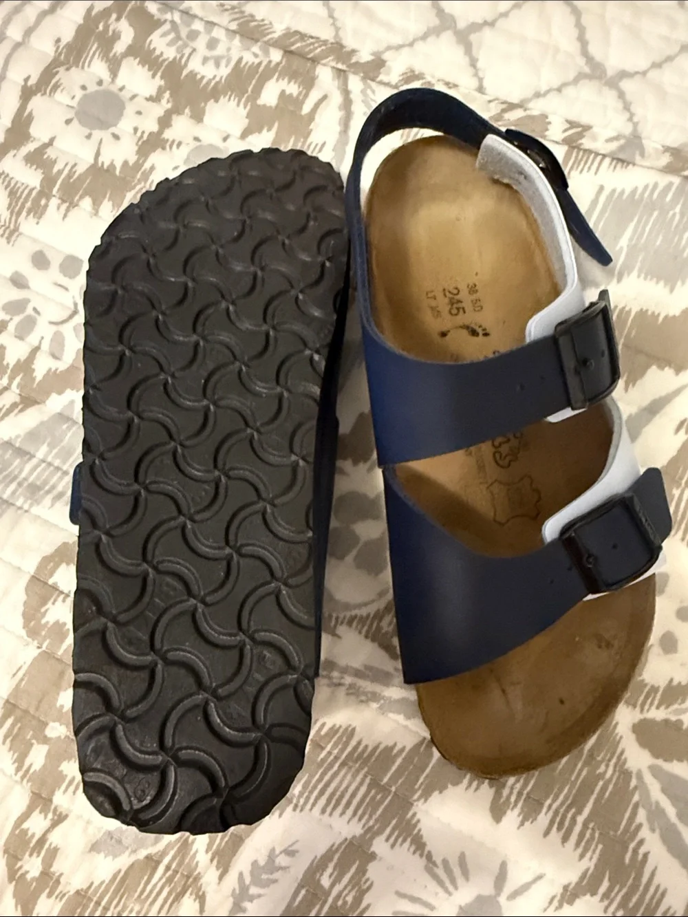 Birkenstock Baby Blue and Navy Three-Strap Sandals - Picture 4 of 5
